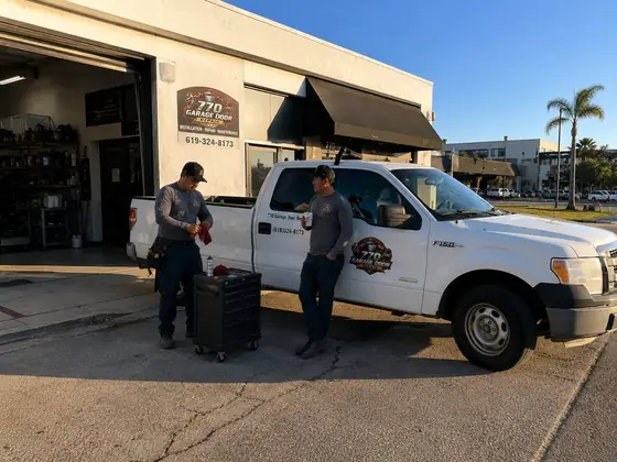 Our truck and crew outside the shop